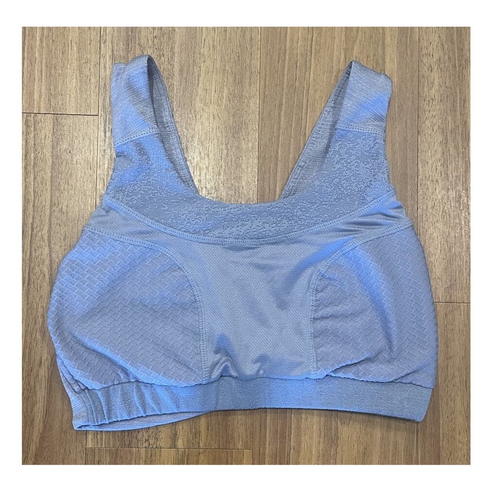 Gymshark Blue Sports Bra S Racerback Wireless Pullover Polyester Logo